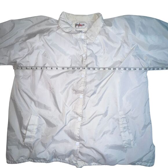 Vintage 90s White Windbreaker Women 1X Lined Grandmacore Y2K Jacket Snap Buttons - Picture 9 of 10